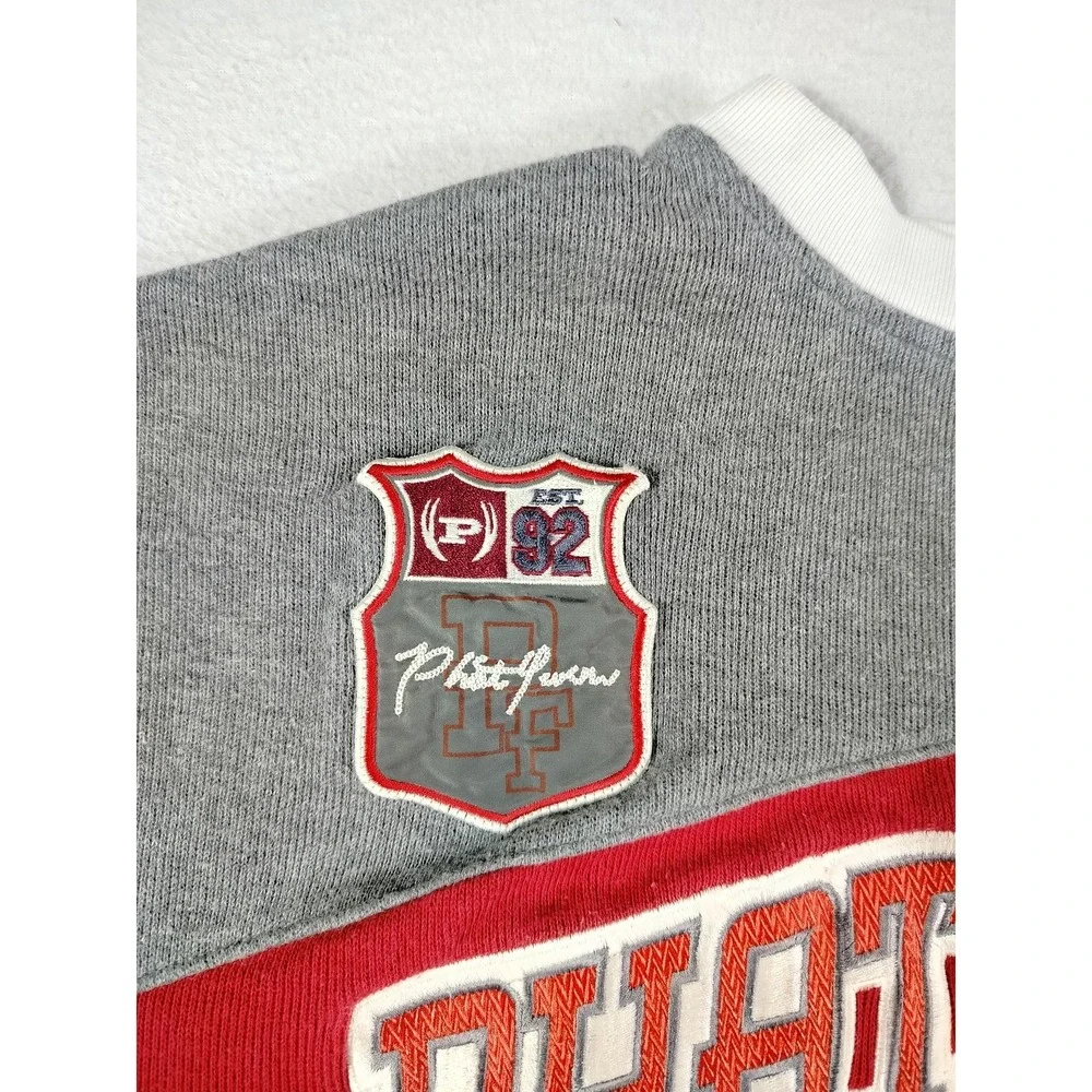 Vintage Phat Farm PF 92 Sweater Mens Large Gray‎ White Red Colorblock Streetwear